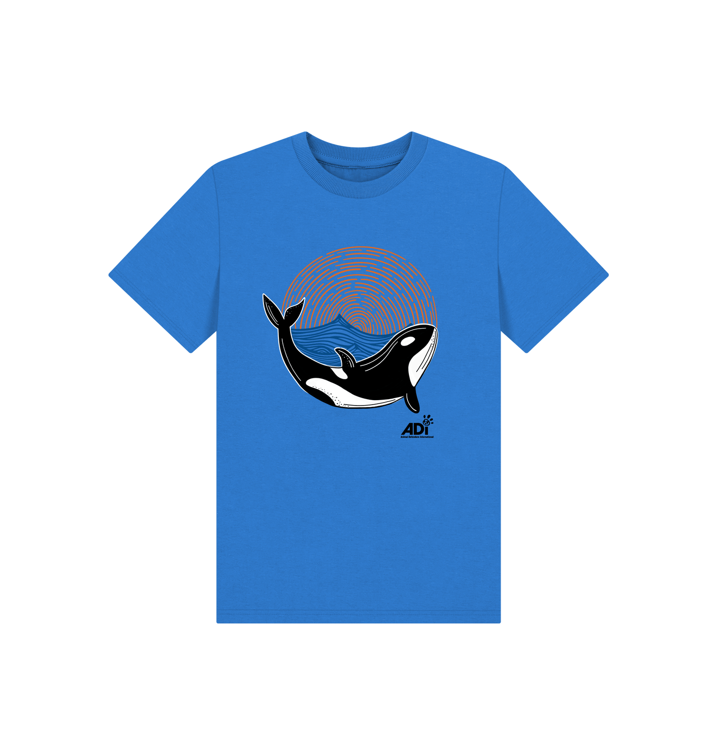 Bright Blue Printed Kids T-Shirt Front