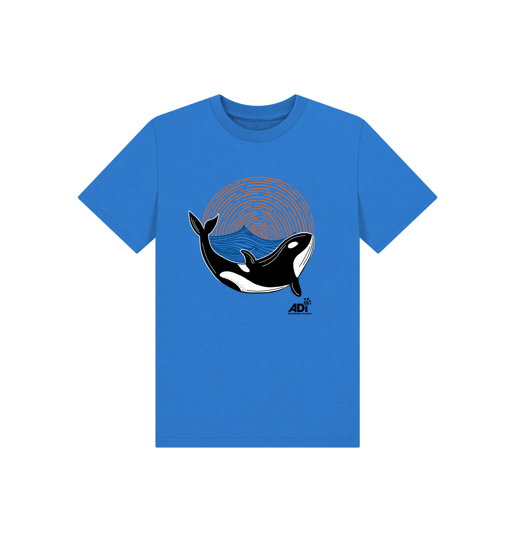 Bright Blue Printed Kids T-Shirt Front