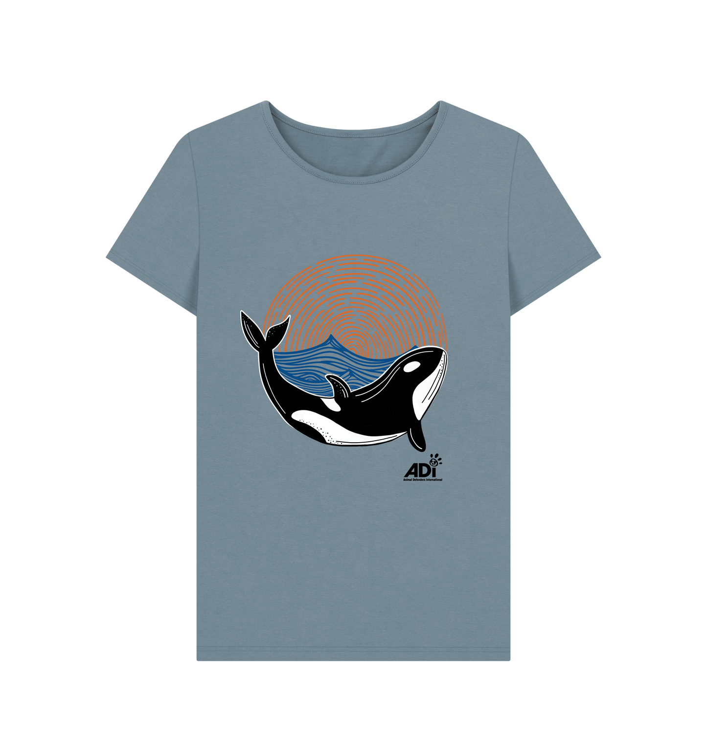 Stone Blue Printed T-shirt Front