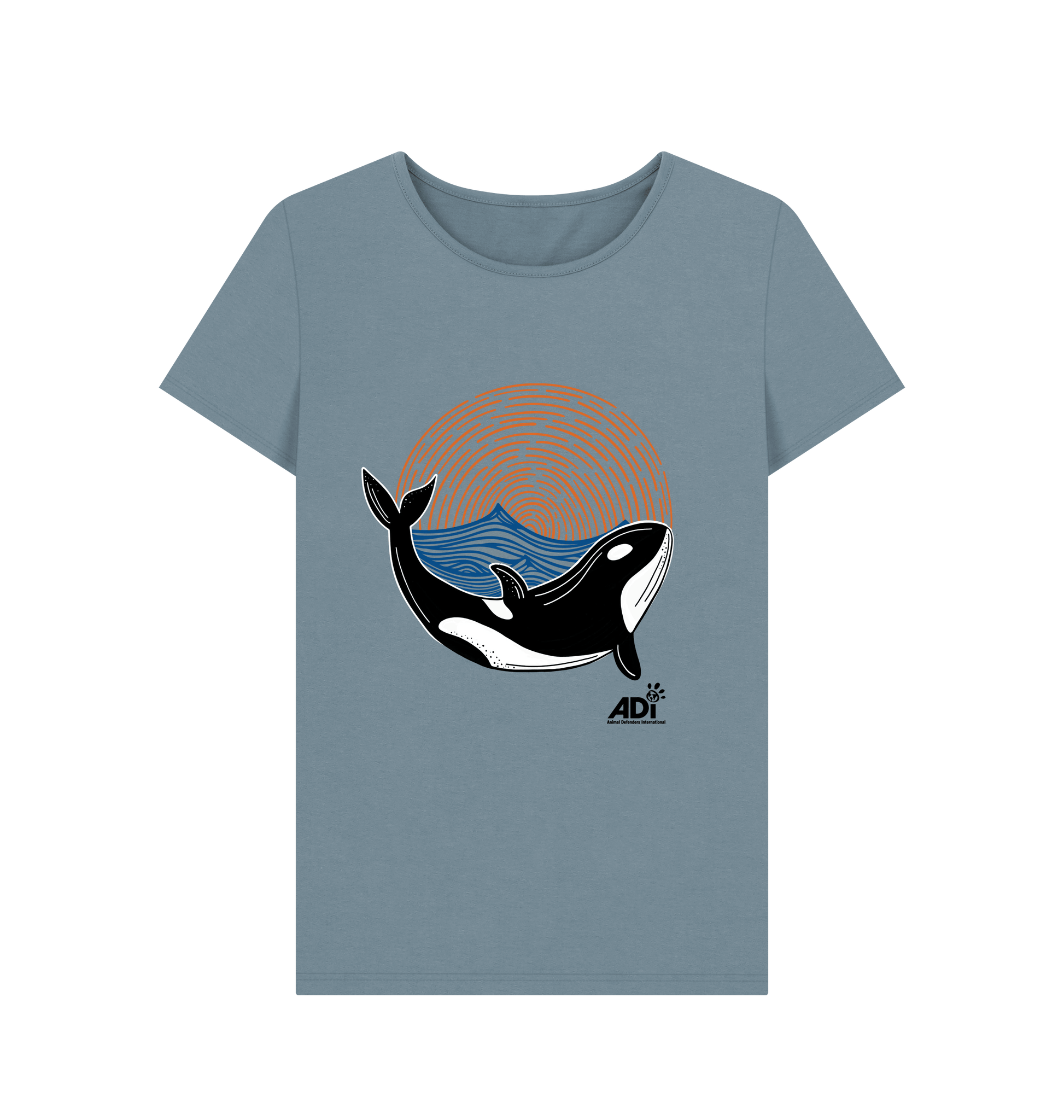Stone Blue Printed T-shirt Front