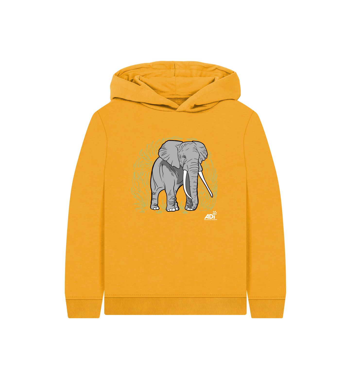 Mustard Printed Kids Hoodie Front