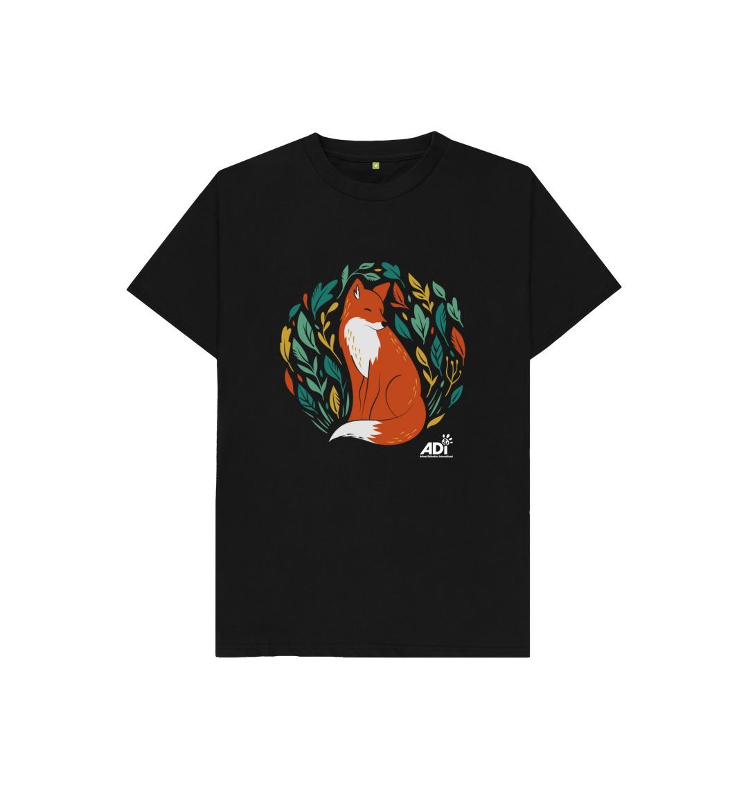 Black Autumn Fox Kids T-Shirt