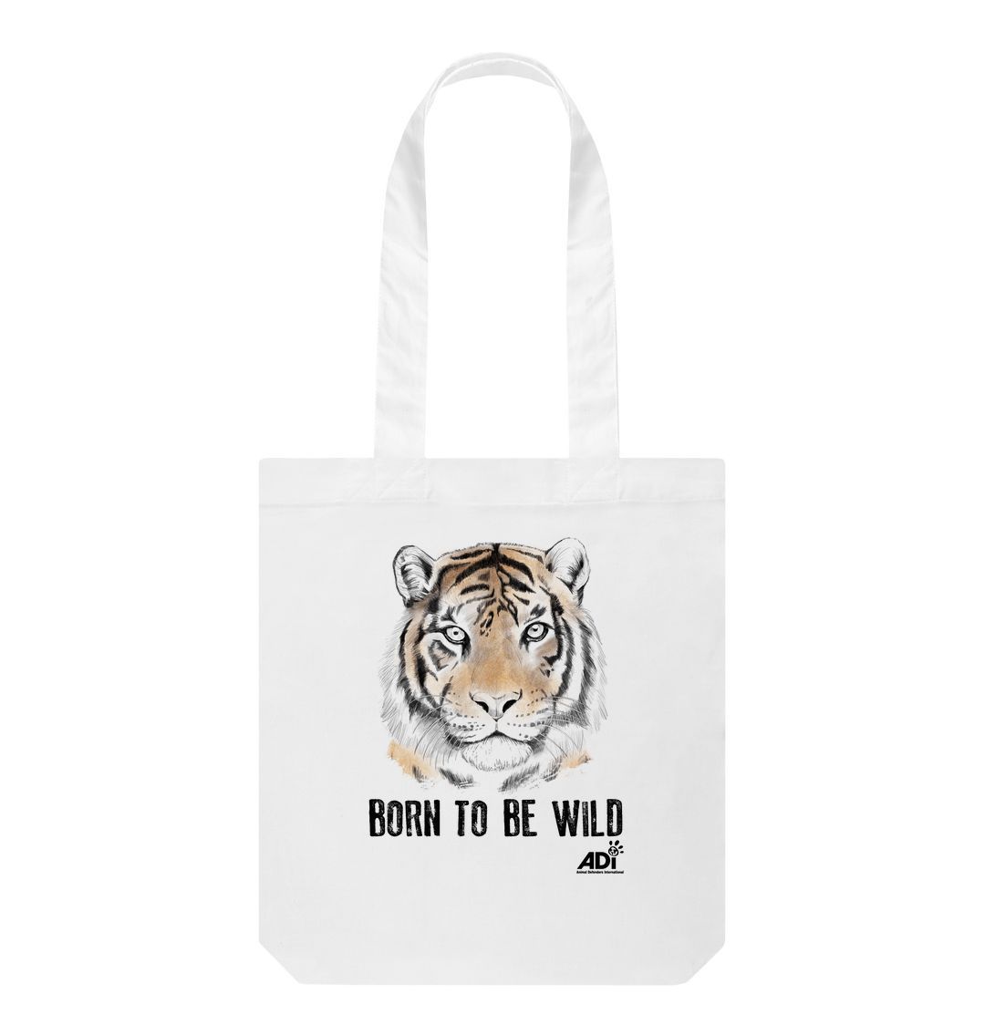White Born To Be Wild Tote Bag