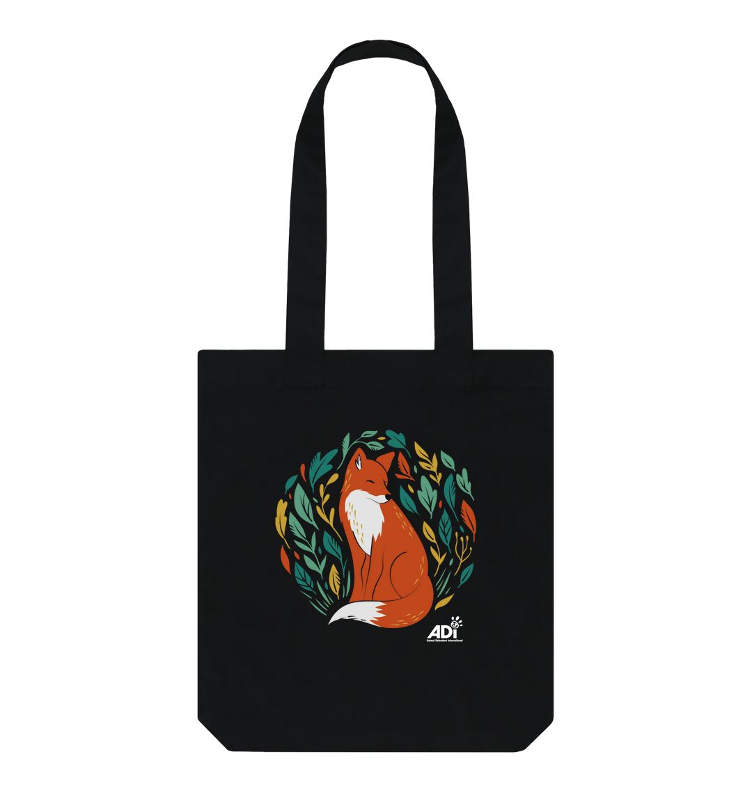 Black Autumn Fox Tote Bag
