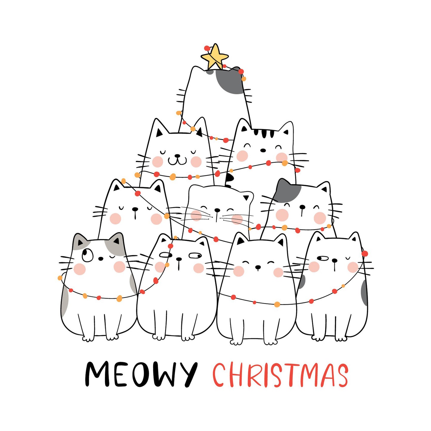 Meowy Christmas cards Animal Defenders International Shop Meowy Christmas